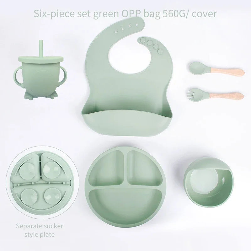 6pcs Baby Silicone Dinnerware Set