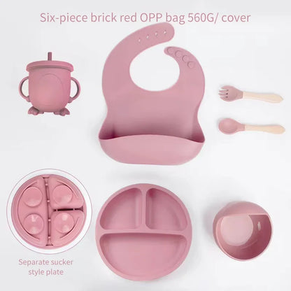 6pcs Baby Silicone Dinnerware Set